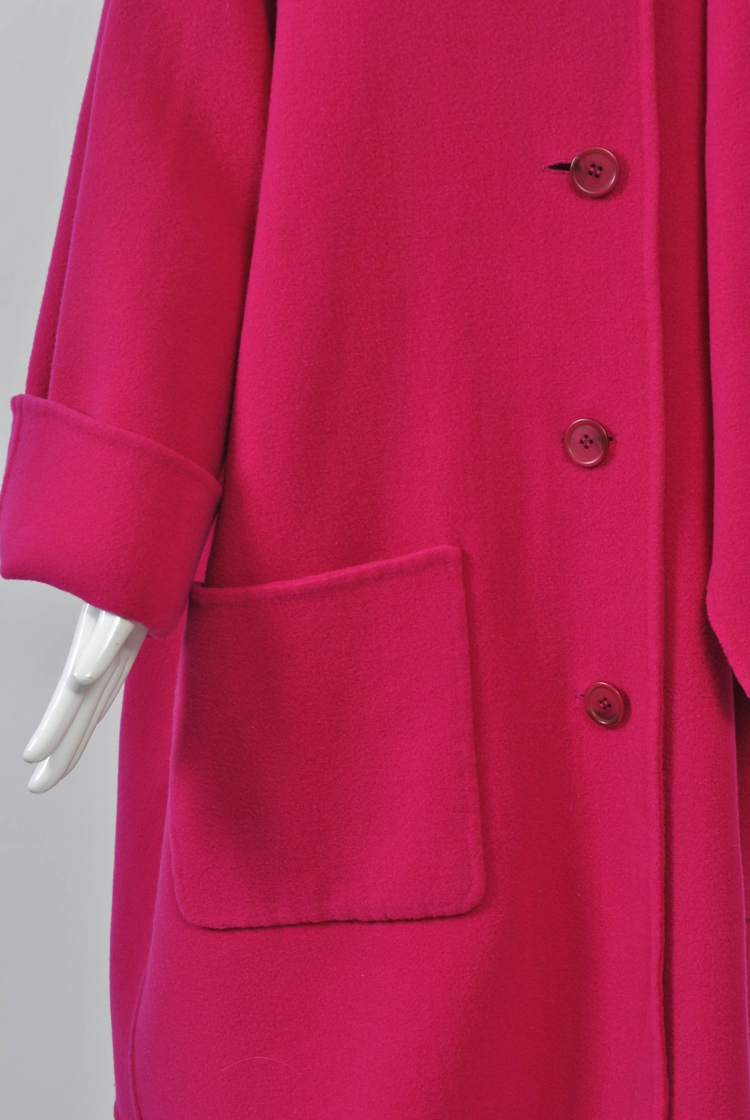Women's 1980s Fuchsia Swing Coat For Sale