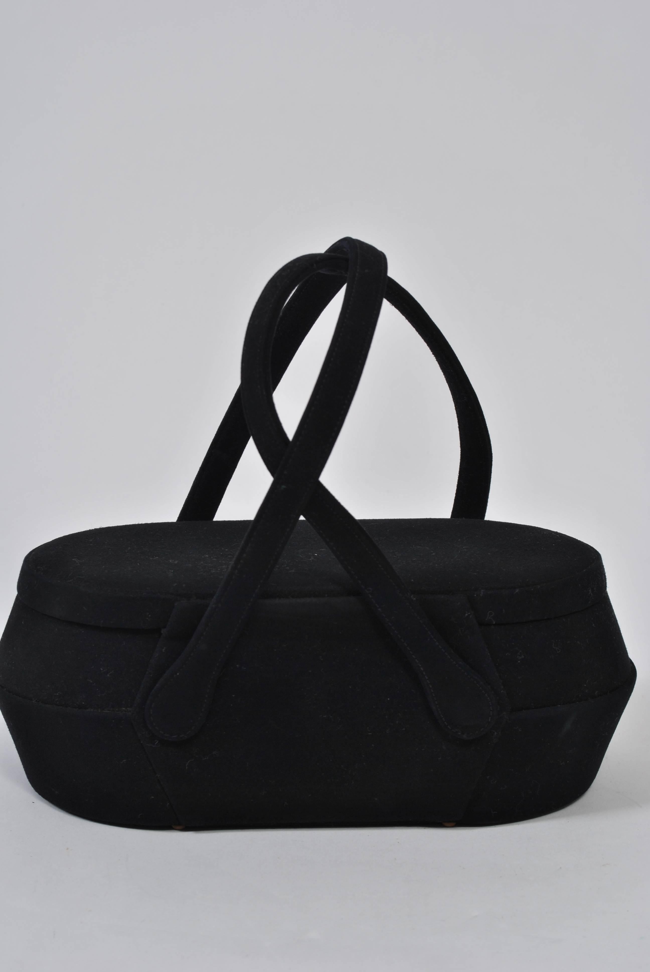 Coblentz Oval Suede Box Bag In Excellent Condition For Sale In Alford, MA