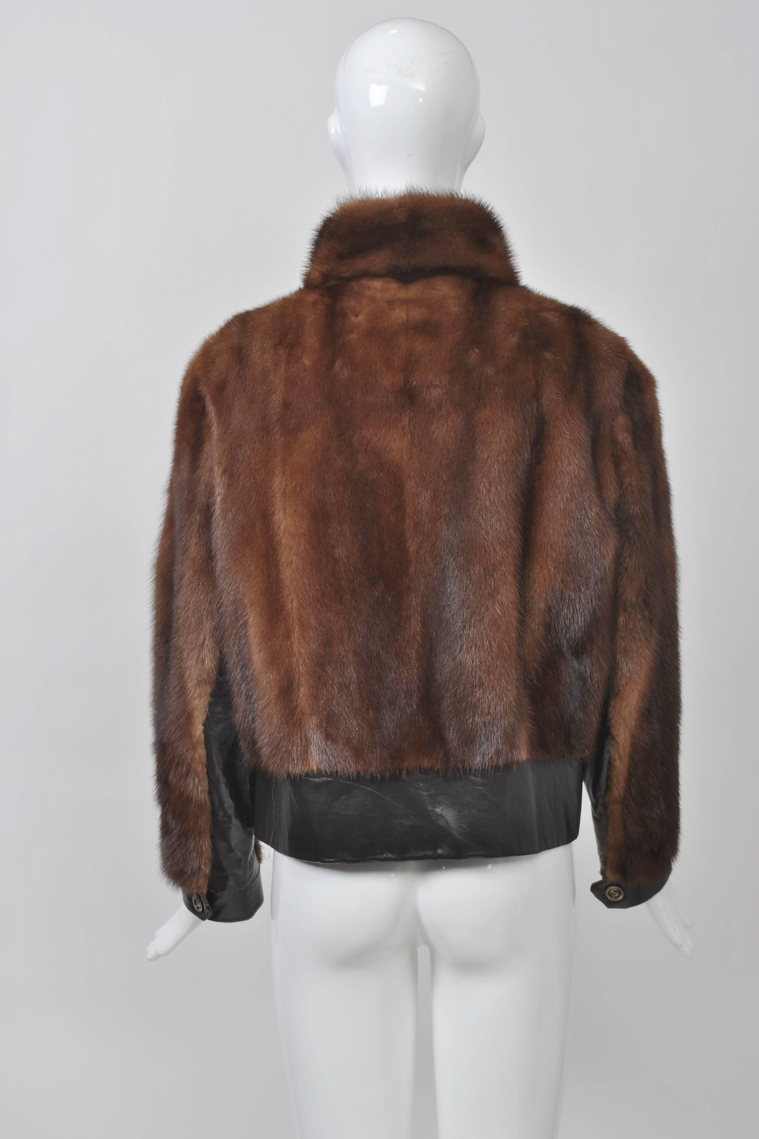 Mink and Leather Cropped Jacket 1