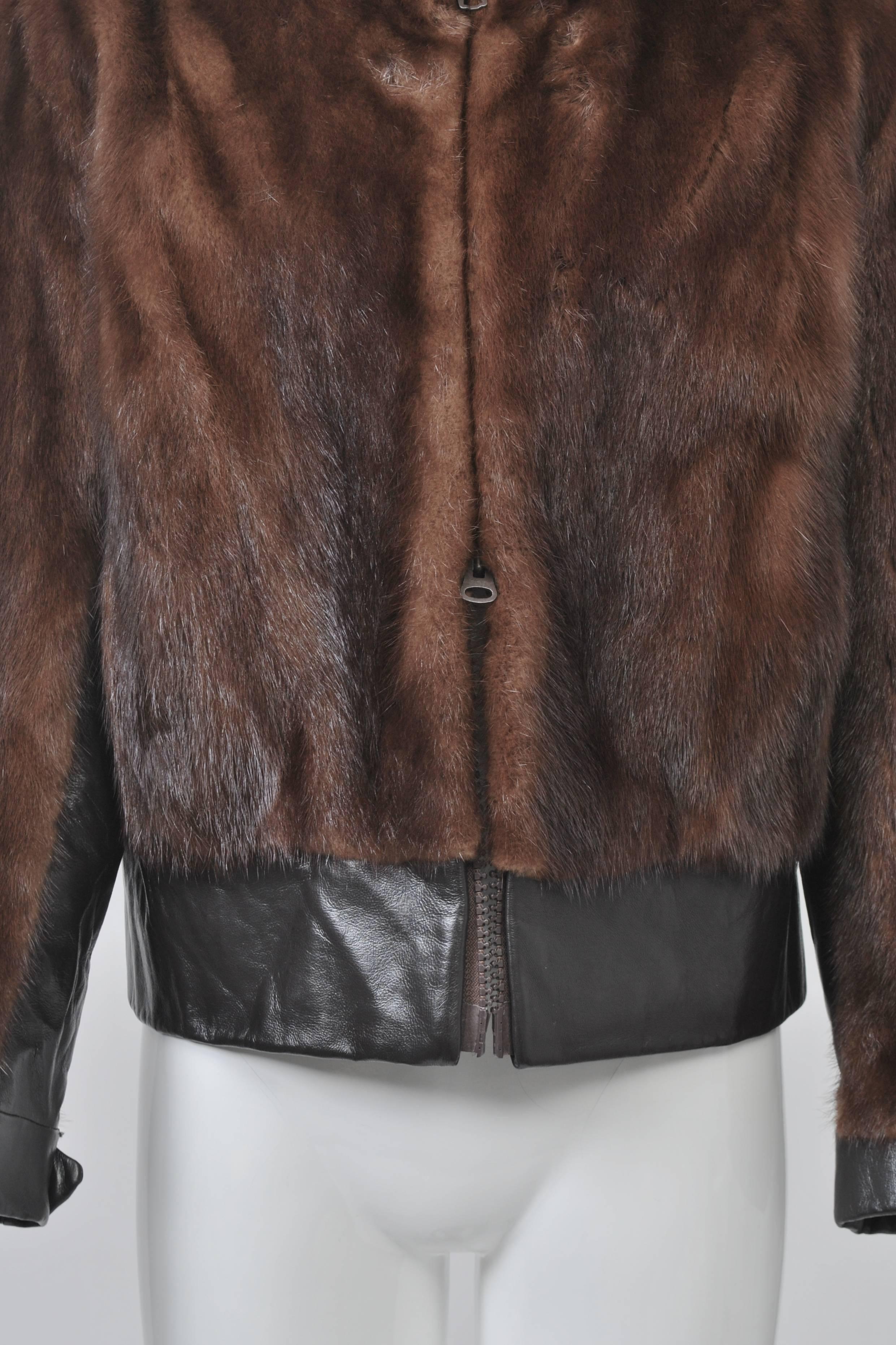 Mink and Leather Cropped Jacket 3