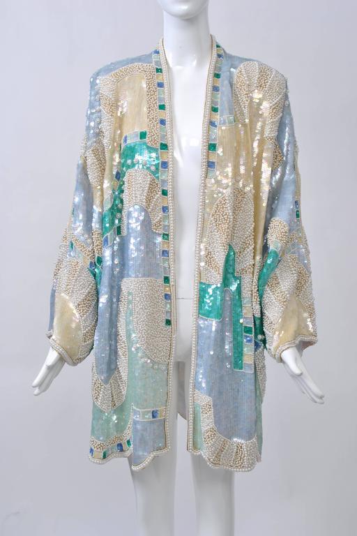 Pastel Beaded Evening Coat at 1stDibs