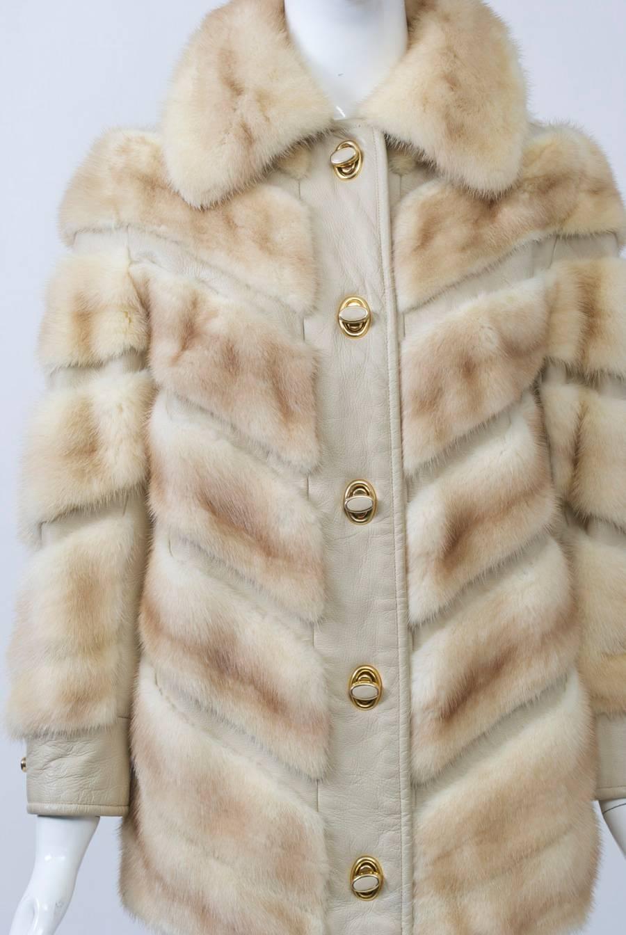Beige Mink and Leather Jacket 1