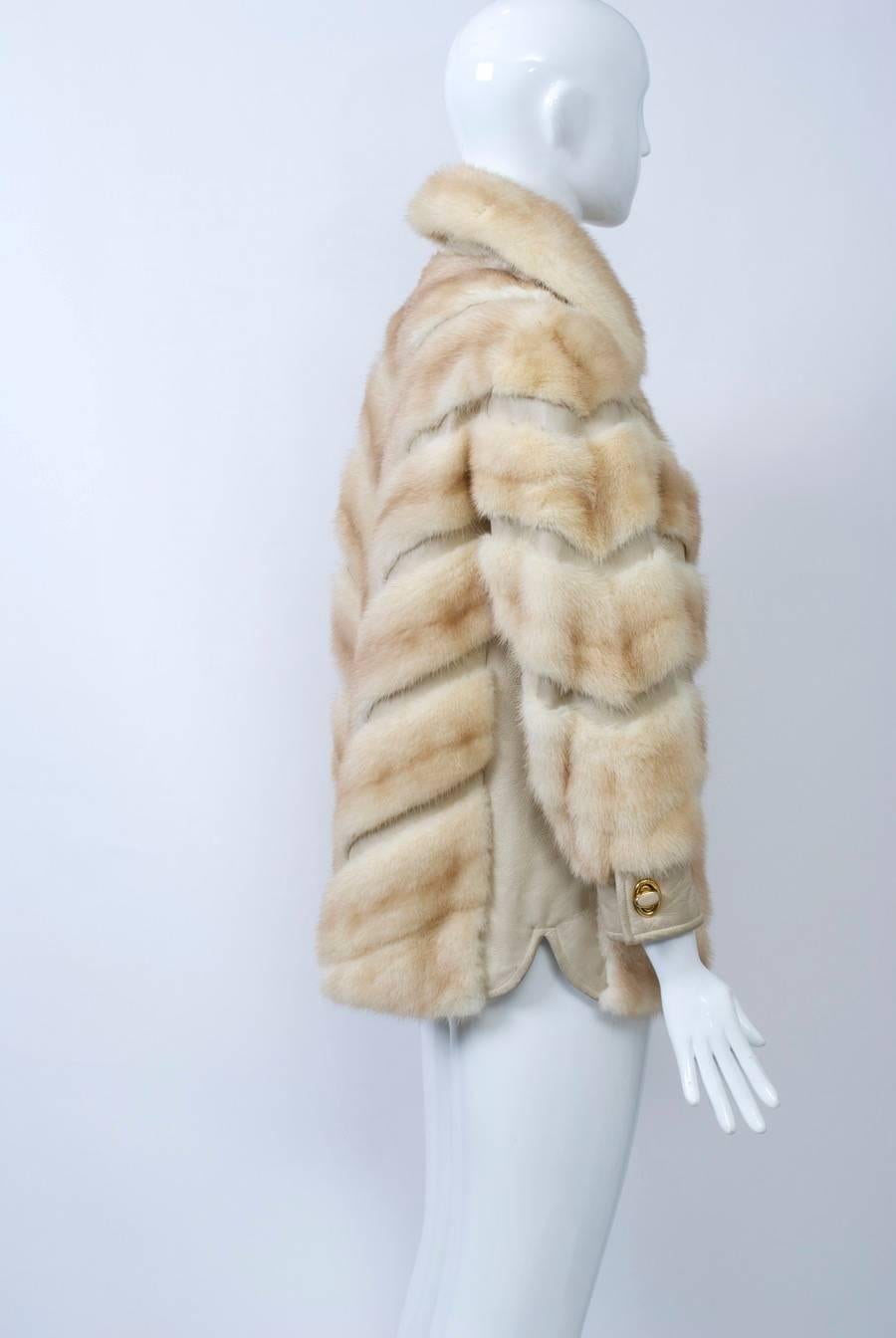 Women's Beige Mink and Leather Jacket