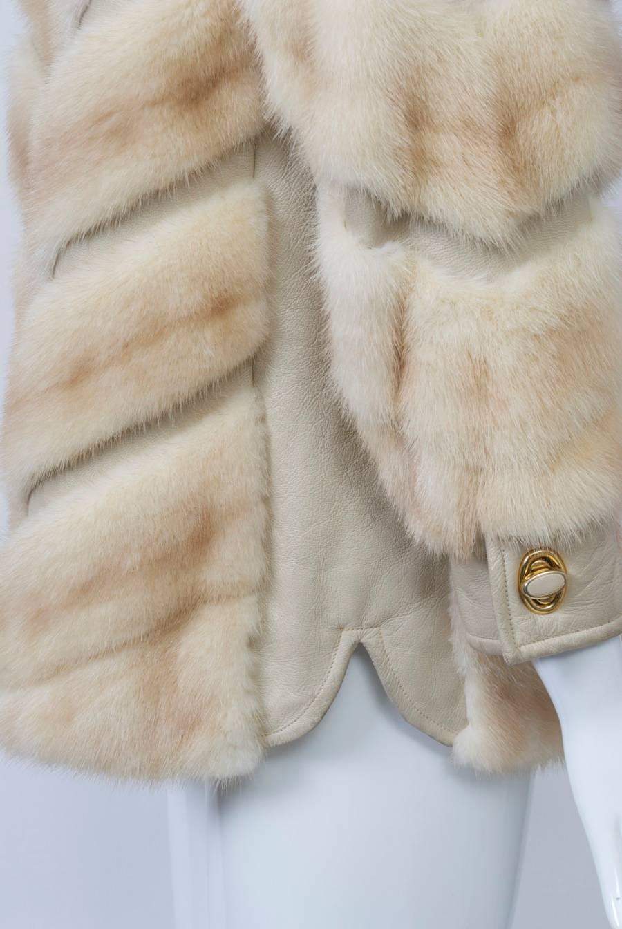 Beige Mink and Leather Jacket 2