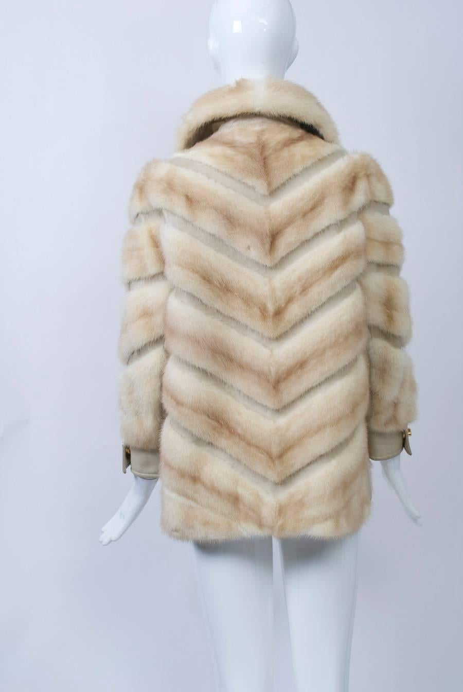 Beige Mink and Leather Jacket In Good Condition In Alford, MA
