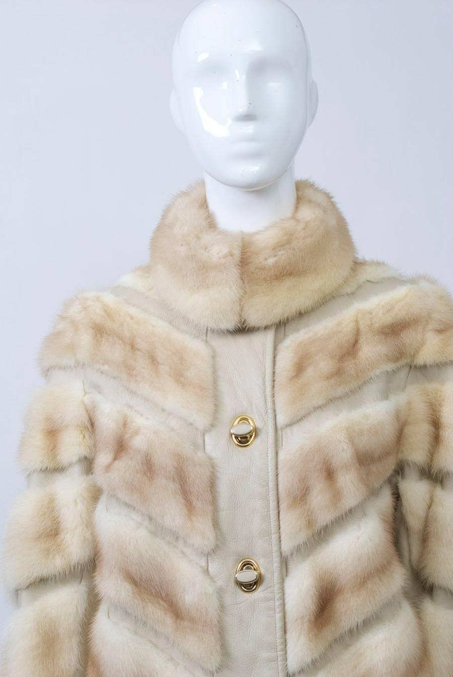 Beige Mink and Leather Jacket 3