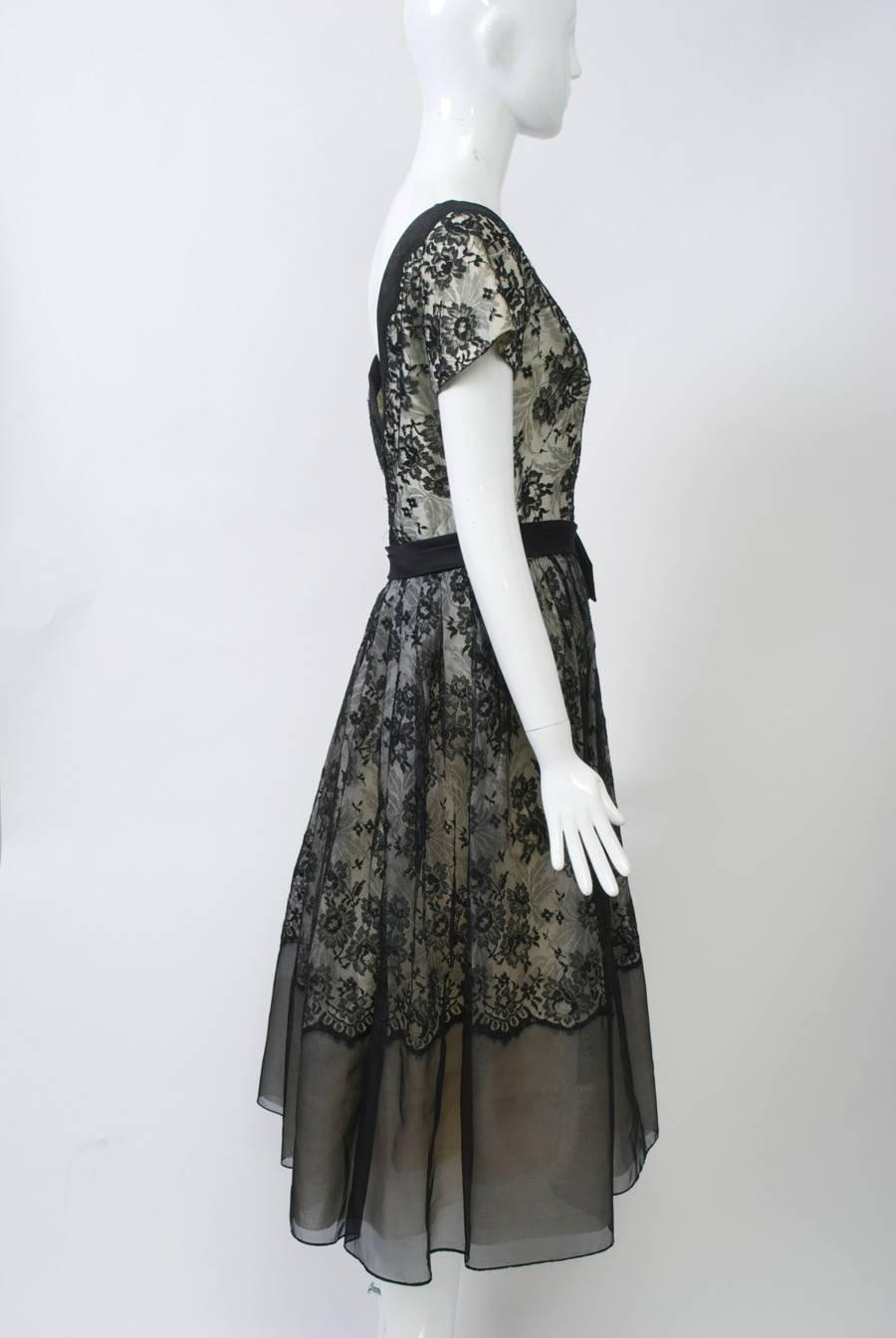 Black Lace 1960s Dress 3