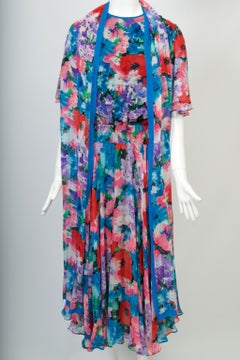 Diane Freis Silk Chiffon Floral Print Dress