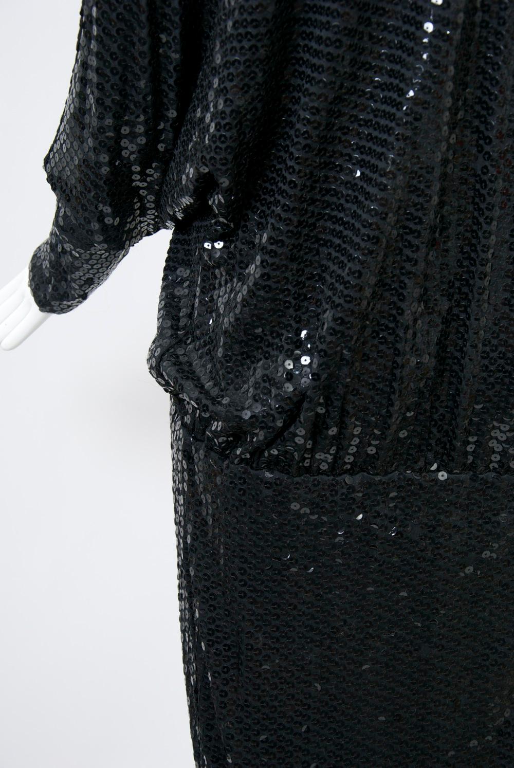 1980s Black Sequin Dress In Excellent Condition For Sale In Alford, MA