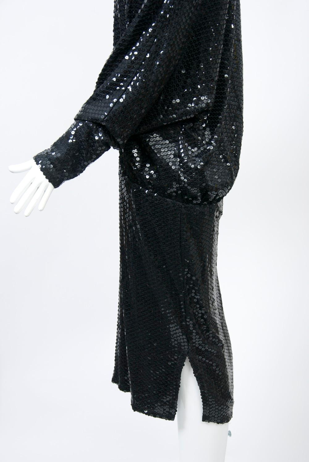 Women's 1980s Black Sequin Dress For Sale