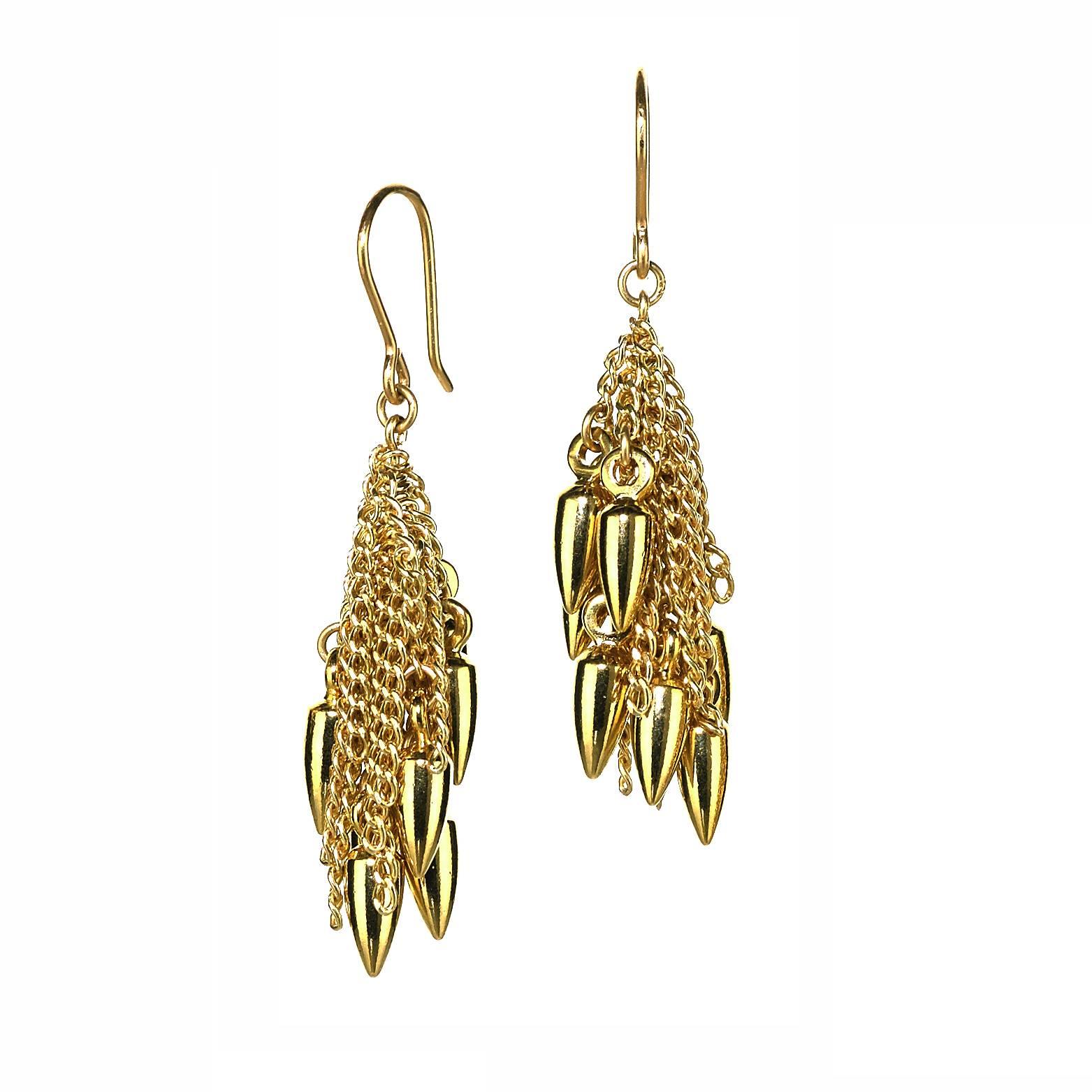 Estyn Hulbert Gold Bullet Chain Cluster Earrings