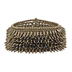Intricate Eight Row Multi-Finished Bullet Bronze Bead Flexible Cuff
