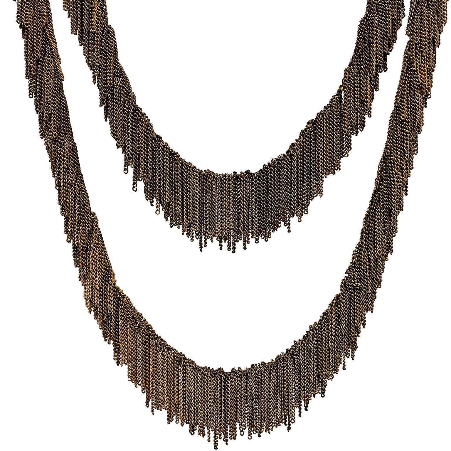 Multicolored Vermeil Chain Handmade Waterfall Fringe Necklace