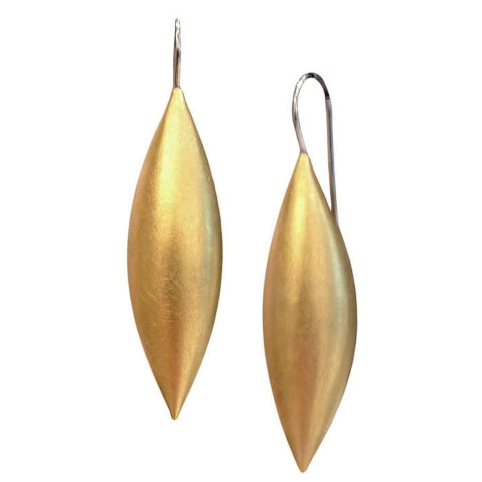 Erich Zimmermann Medium Cocoon Pod Gold and Platinum Earrings