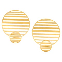 Sterling Silver Gold-Plated Flowing double-circle earrings Earrings