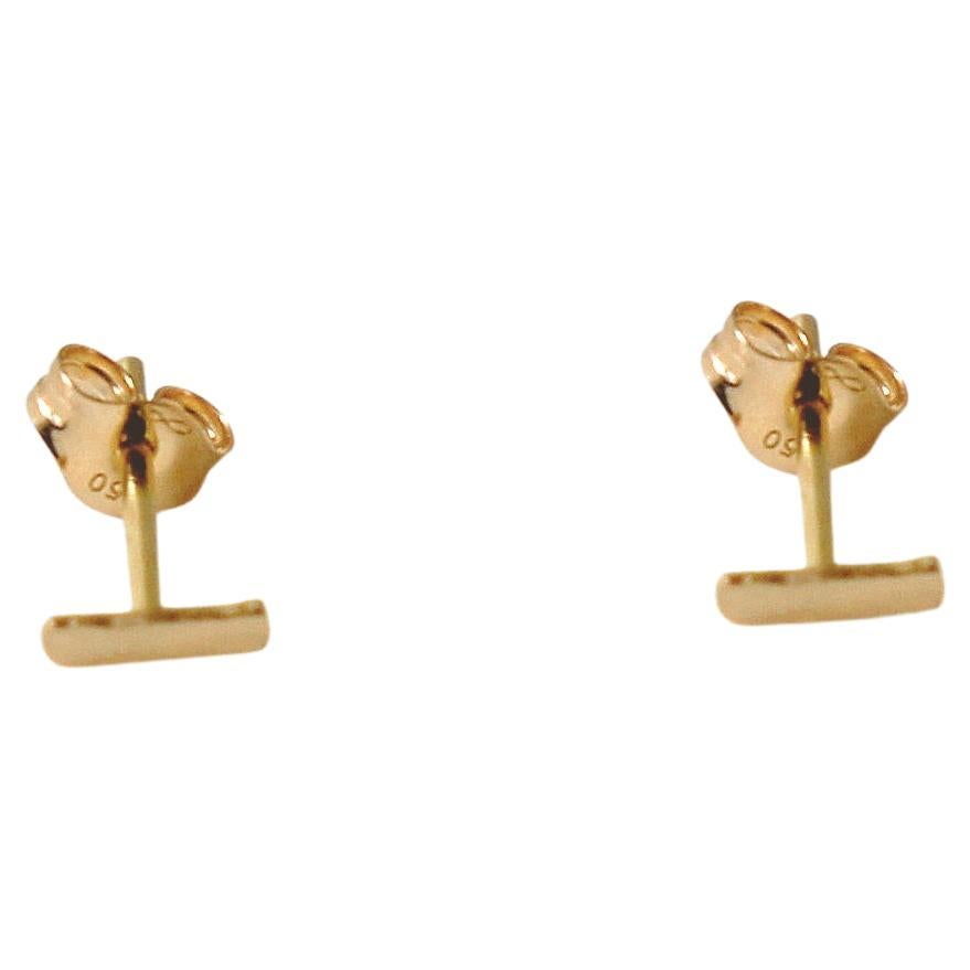 18-Karat Yellow Gold Forging Short line Earrings For Sale