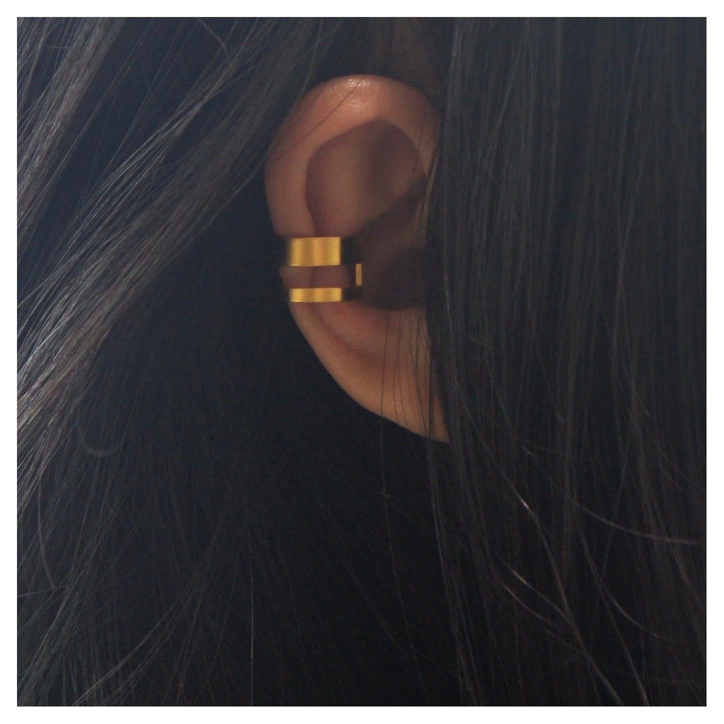 Gold-Plated Sterling Silver Open Line Ear cuff Earring For Sale