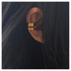 Gold-Plated Sterling Silver Open Line Ear cuff Earring