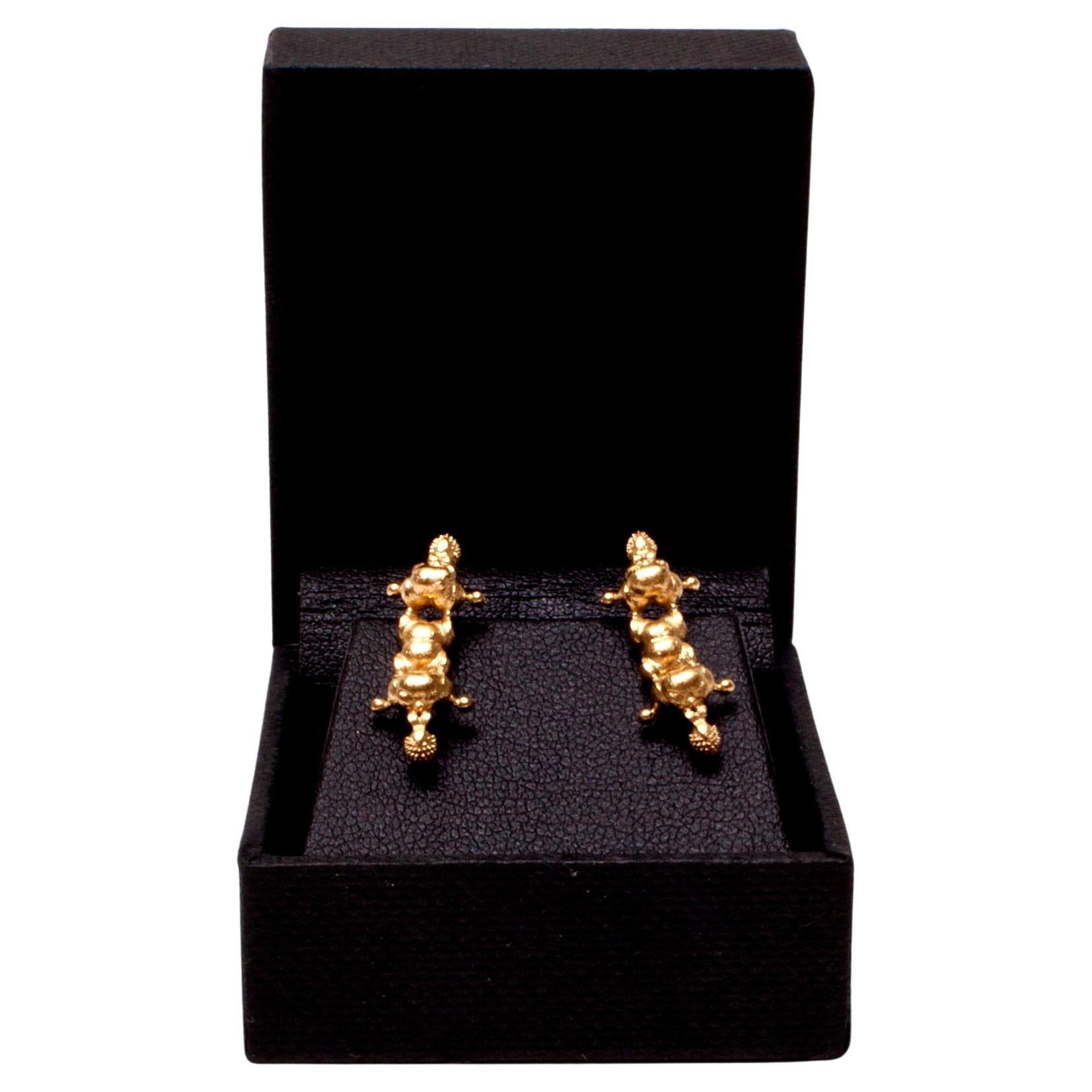 18-Karat Gold, "Touching the invisible" Double Pattern Earring For Sale