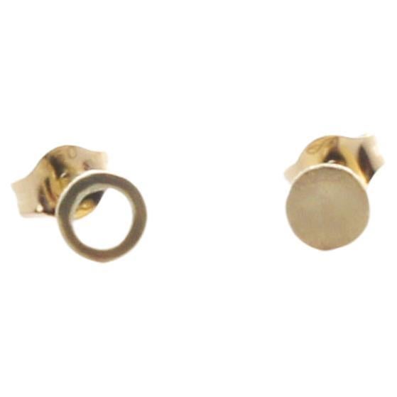 18-Karat Yellow Gold  Mix and Match Forging Mini Circle Earrings For Sale