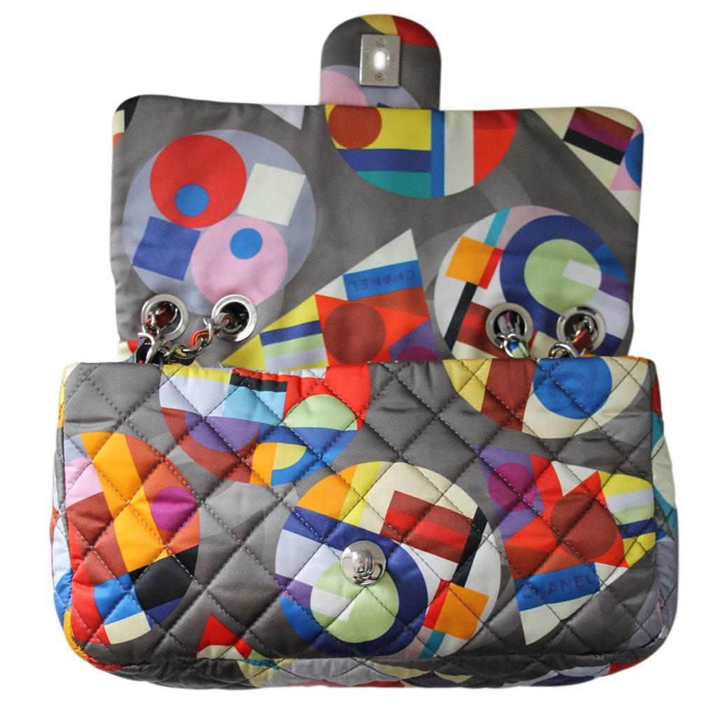 Gray Chanel Limited Edition Multicolor Nylon Quilted Shoulder Bag Purse No. 20