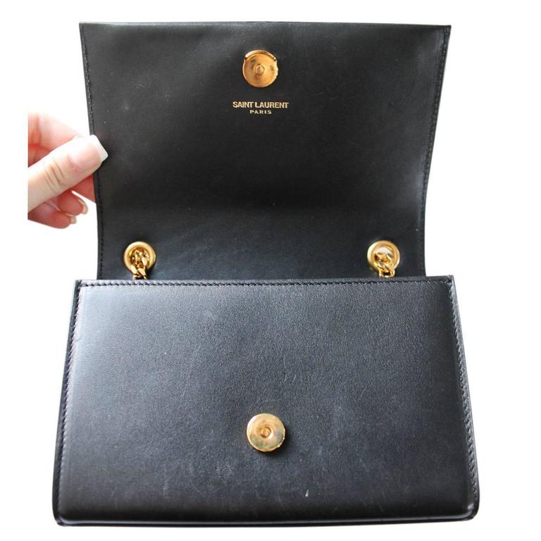 Saint Laurent Paris Small Black Leather Kate Monogram Tassel Satchel