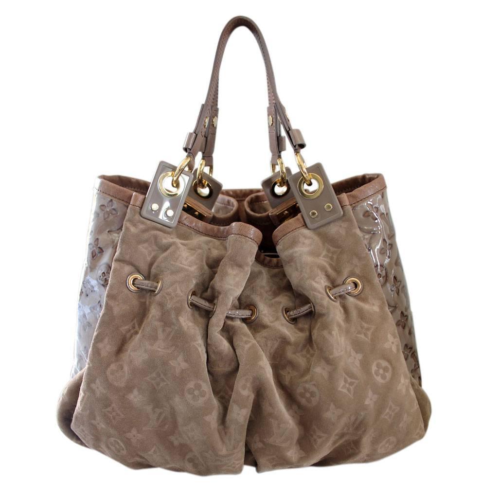 Louis Vuitton Limited Edition Irene Coco Suede Patent Leather Large Handbag For Sale at 1stdibs