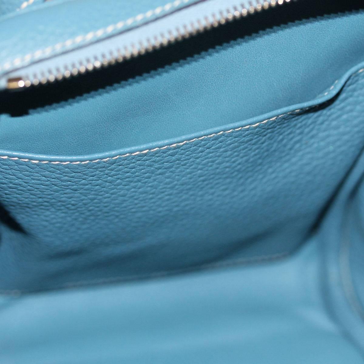 Hermes Lindy 34 Blue Jean Taurillon Clemence Shoulder Bag In Excellent Condition In Boca Raton, FL