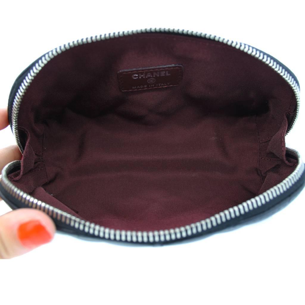 Chanel Lambskin Black Quilted SHW Small MakeUp Case No. 16 1