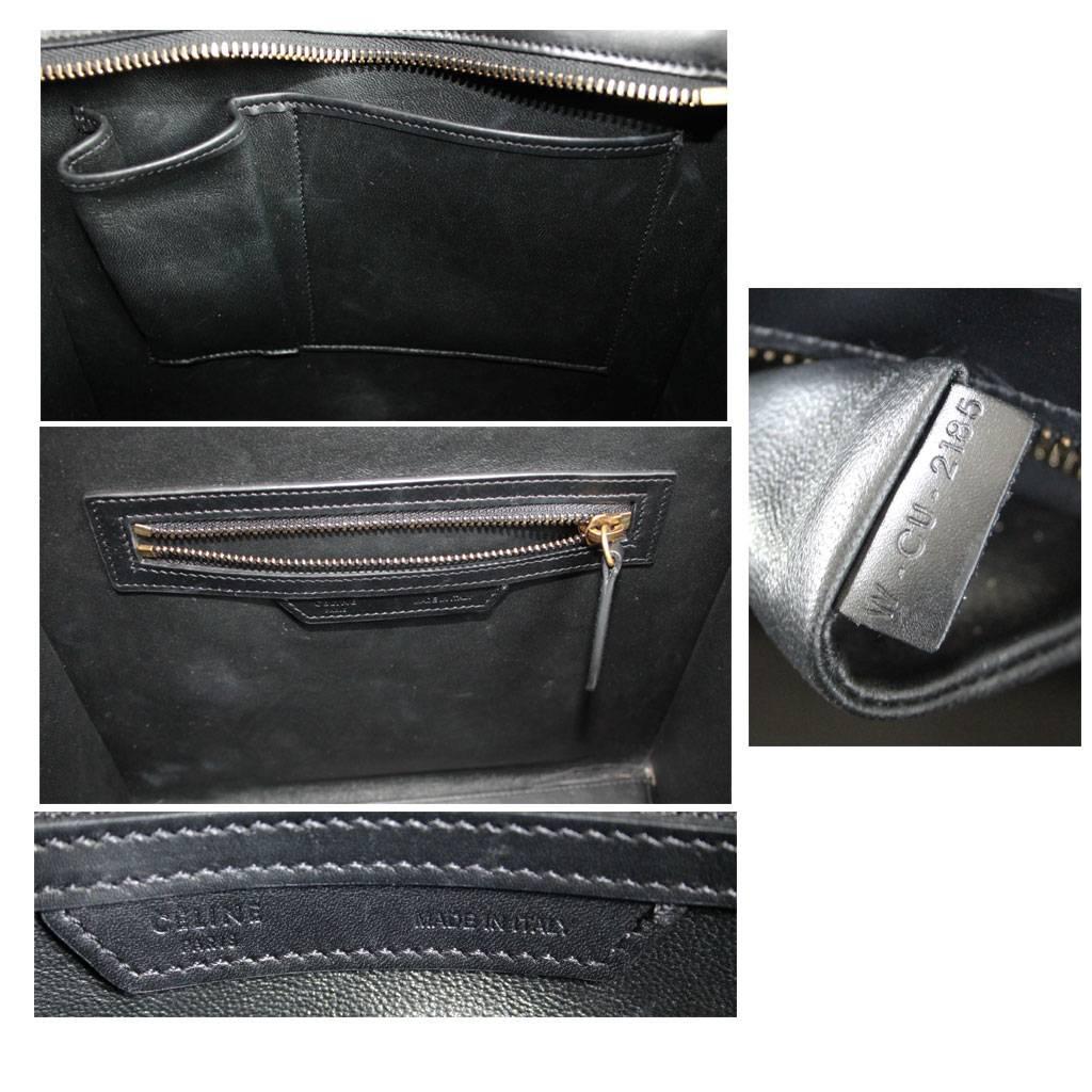 Celine Tricolor Micro Luggage Tote Pebbled Leather & Suede Handbag 5