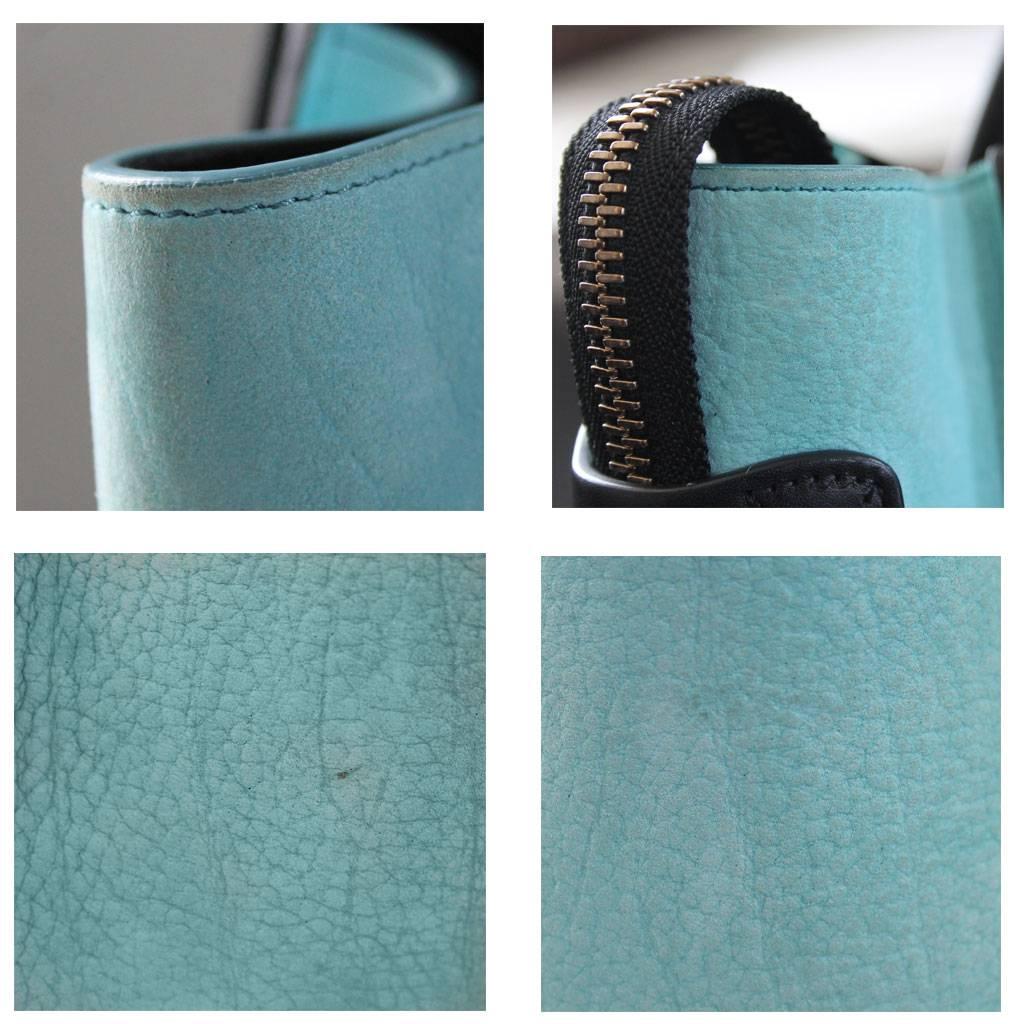 Men's Celine Tricolor Micro Luggage Tote Pebbled Leather & Suede Handbag
