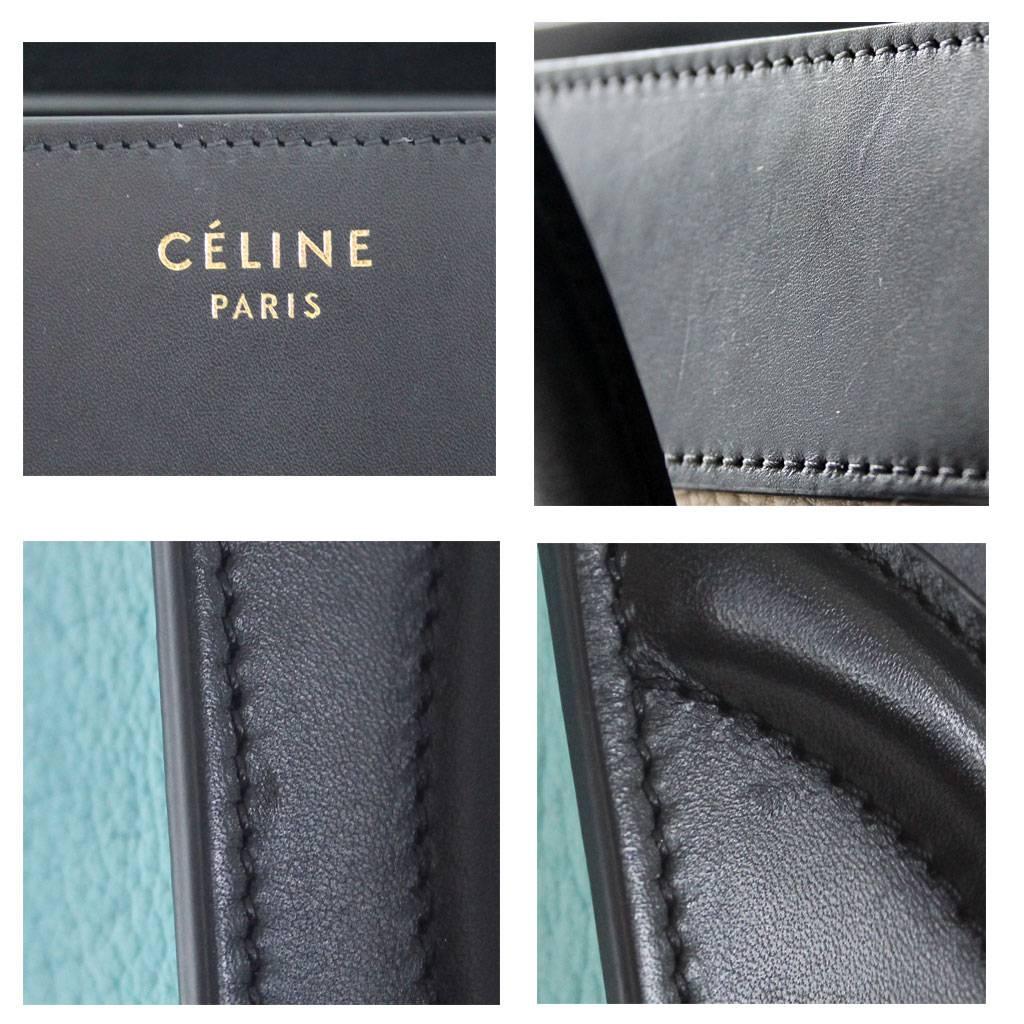 Celine Tricolor Micro Luggage Tote Pebbled Leather & Suede Handbag 2