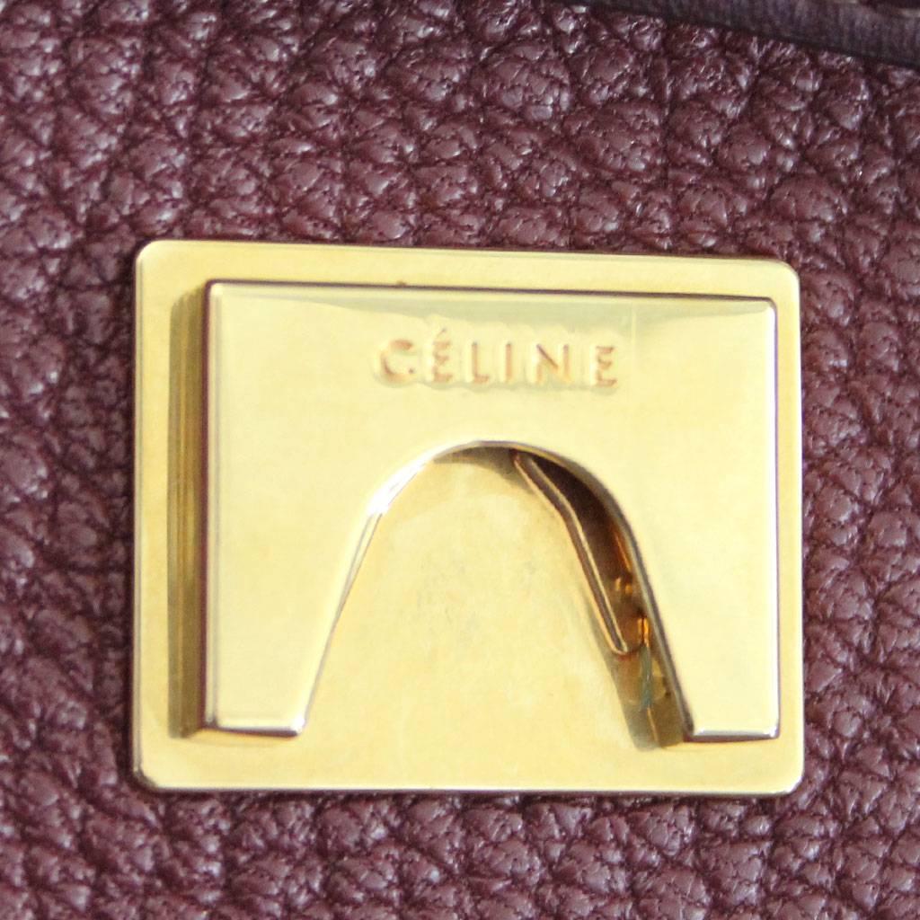 Celine Medium Plum Belt Bag Grained Leather Handbag In Excellent Condition In Boca Raton, FL