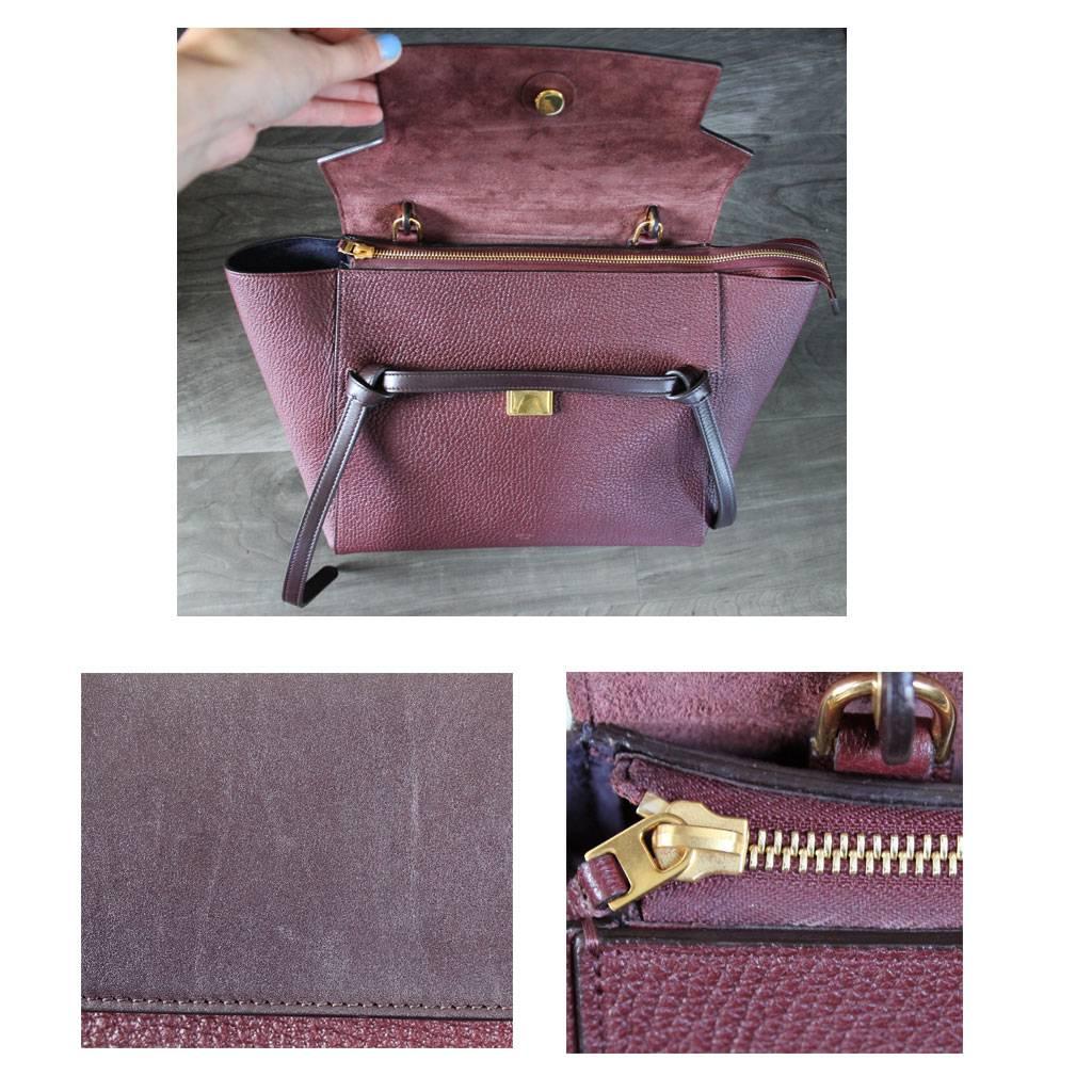 Women's Celine Medium Plum Belt Bag Grained Leather Handbag