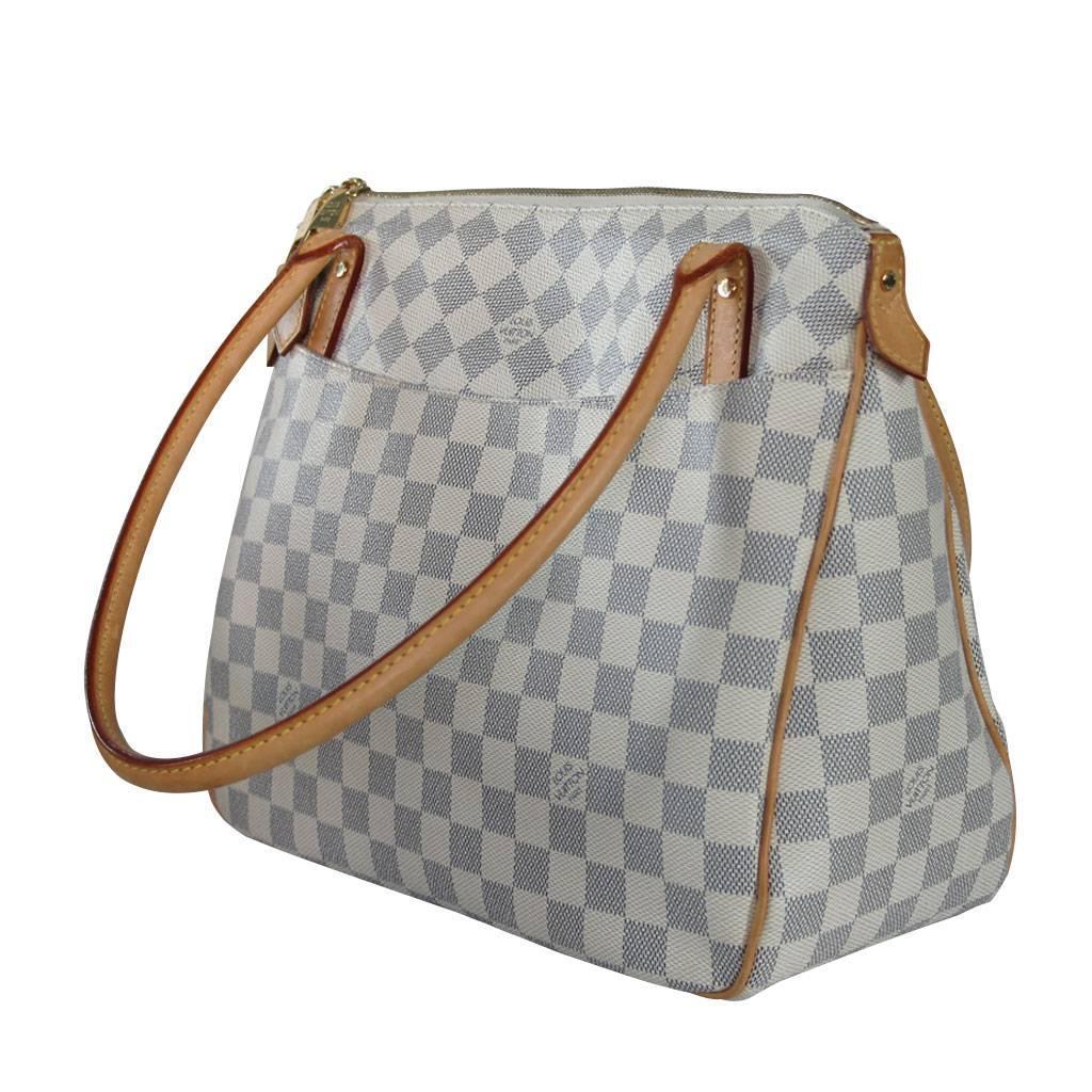 Louis Vuitton Damier Azur Figheri PM Handbag Tote in Dust Bag For Sale at 1stdibs