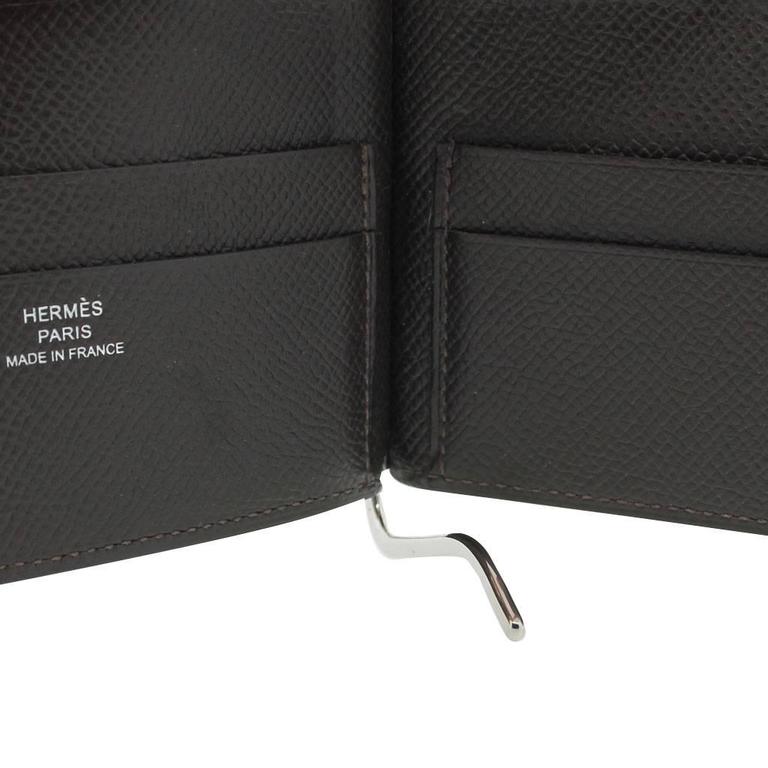 Hermes Poker Bill Clip Brown Evergrain Calfskin Men's Wallet at 1stDibs