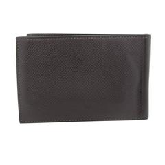 Hermes Poker Bill Clip Brown Evergrain Calfskin Men's Wallet