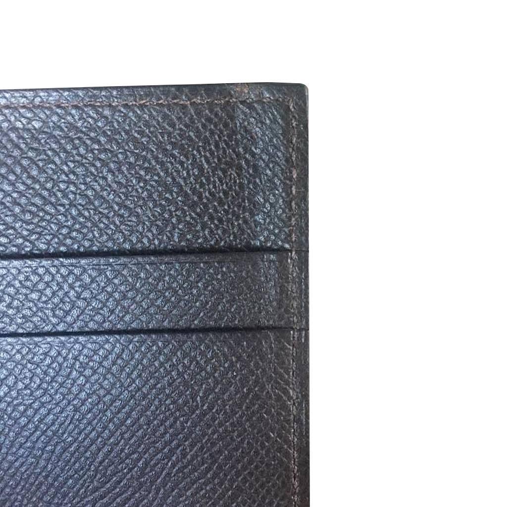 Hermes Poker Bill Clip Brown Evergrain Calfskin Men's Wallet For Sale