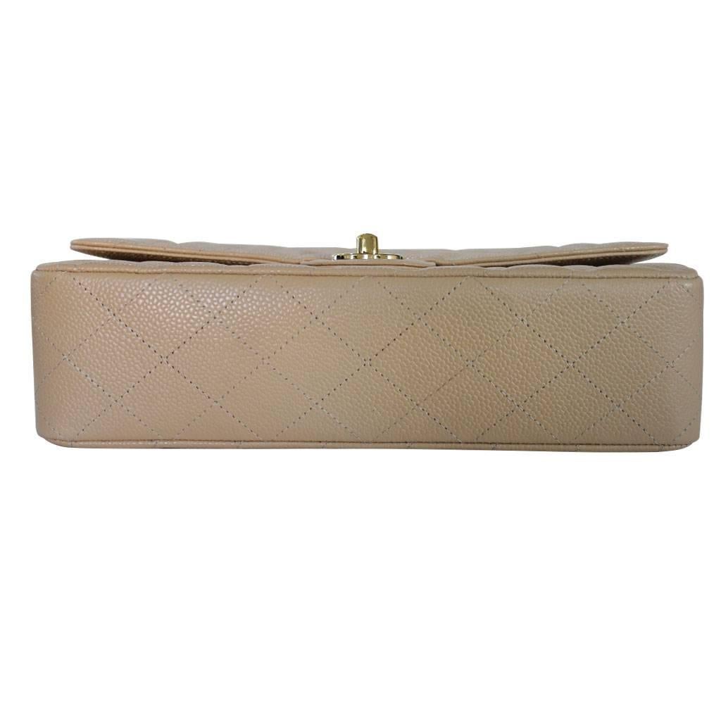 chanel classic flap bag caviar medium beige