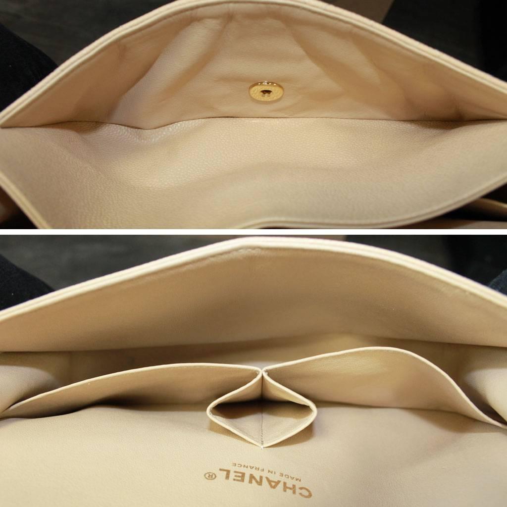 Chanel Medium Beige Double Flap Caviar Classic Flap Bag in Box No. 19 1