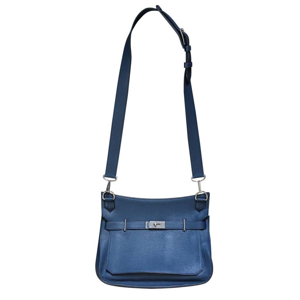 Hermes Jypsiere 34 Bleu de Malte Handbag in Box with Receipt