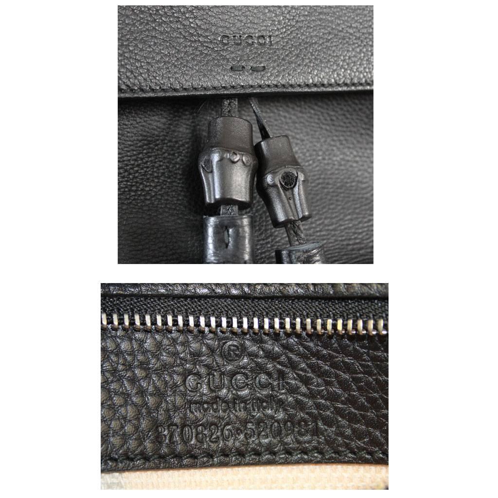 Gucci Bamboo Daily Black Leather Tassel Cross Body Bag In Excellent Condition In Boca Raton, FL