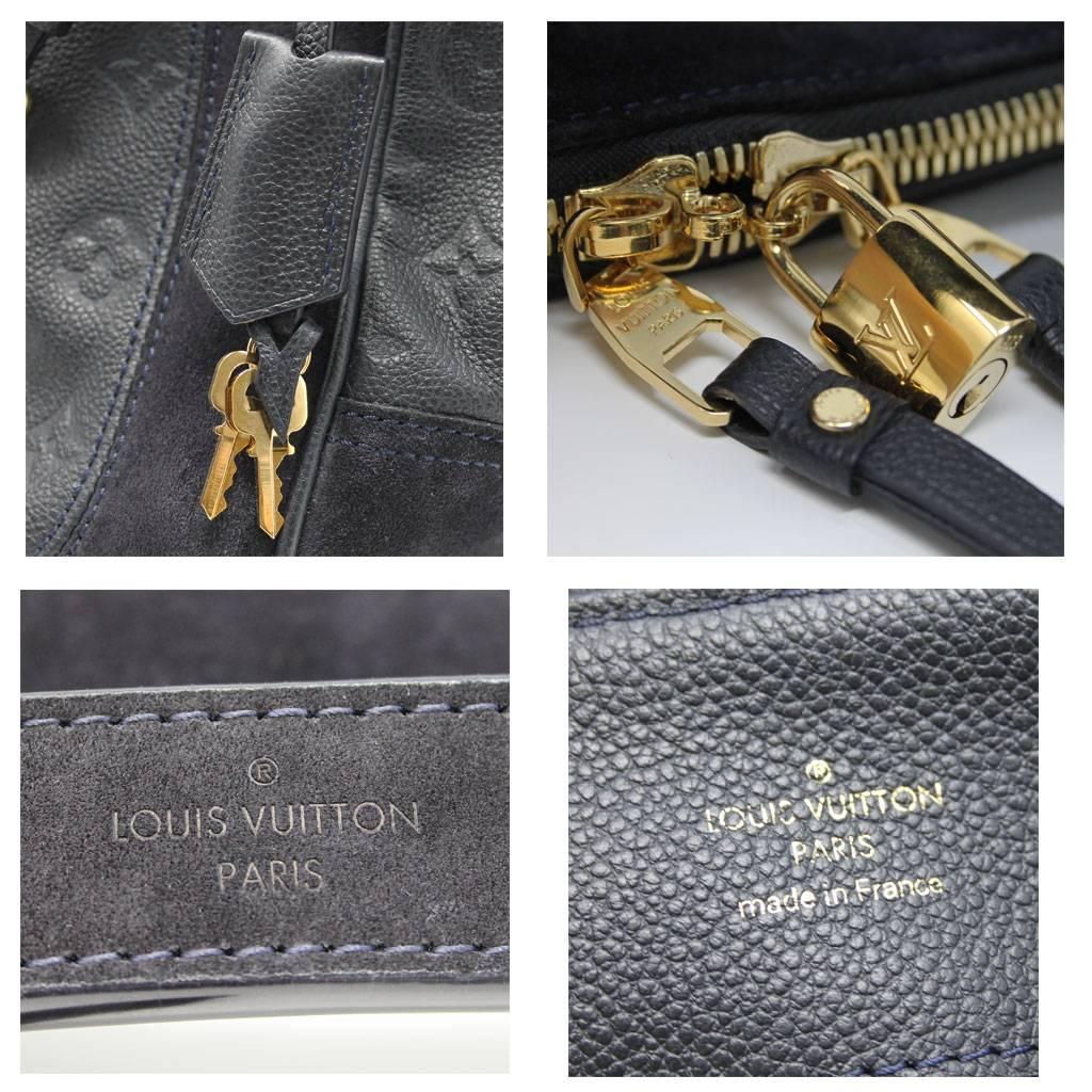 Black Louis Vuitton Audacieuse Navy Blue Suede Empreinte Leather Handbag