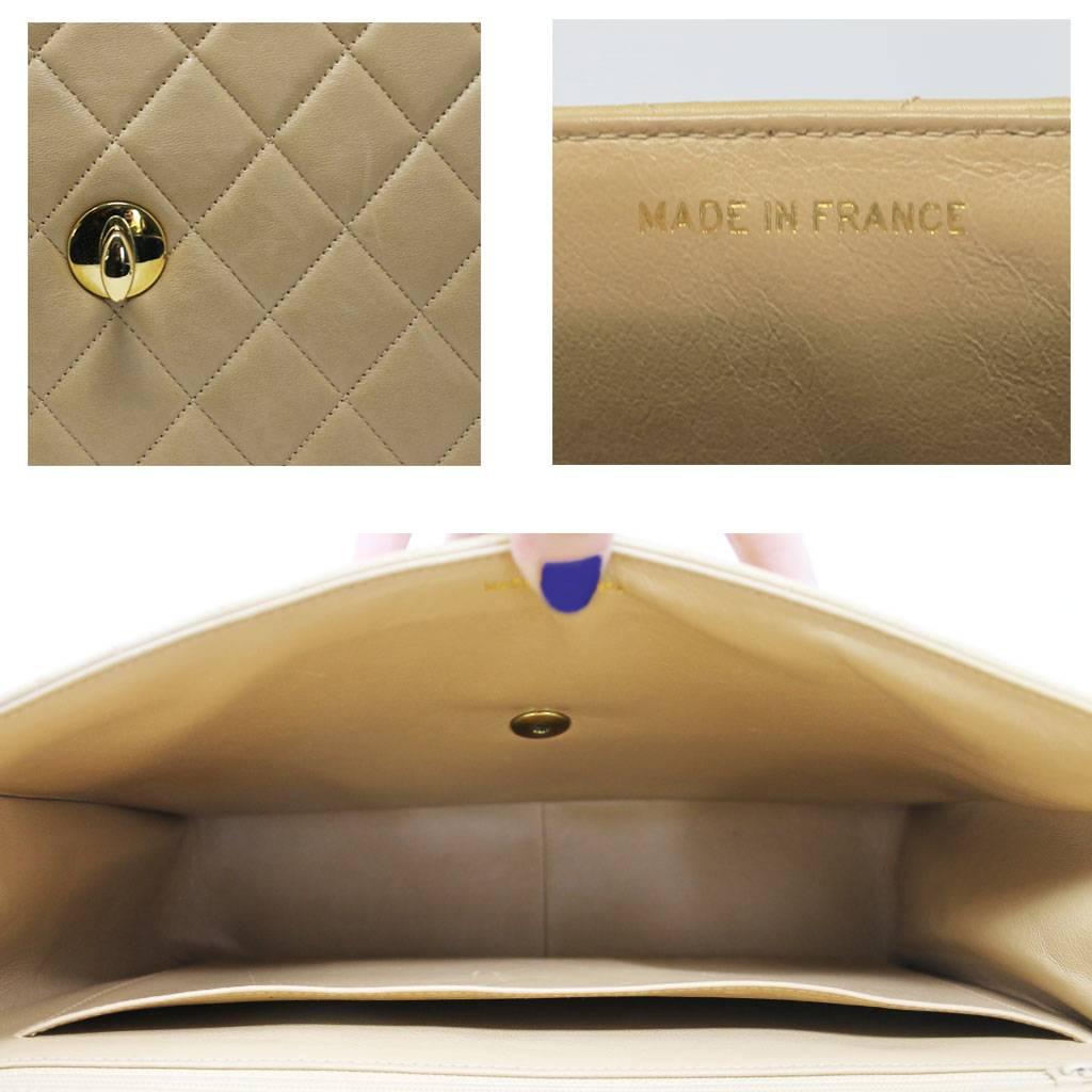 Chanel Beige/Tan Vintage Quilted Lambskin Maxi Single Flap Bag GHW No. 3 1