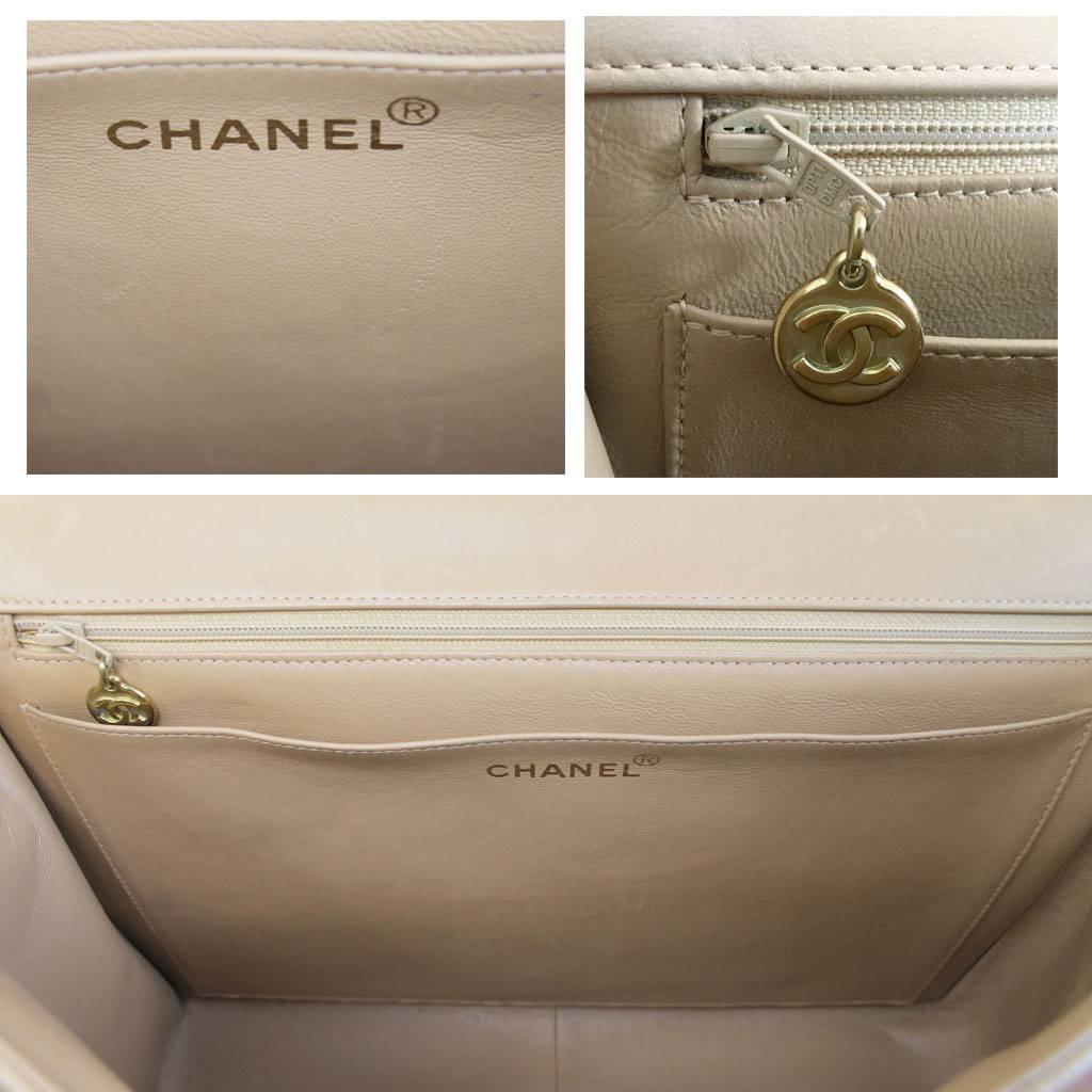 Women's Chanel Beige/Tan Vintage Quilted Lambskin Maxi Single Flap Bag GHW No. 3