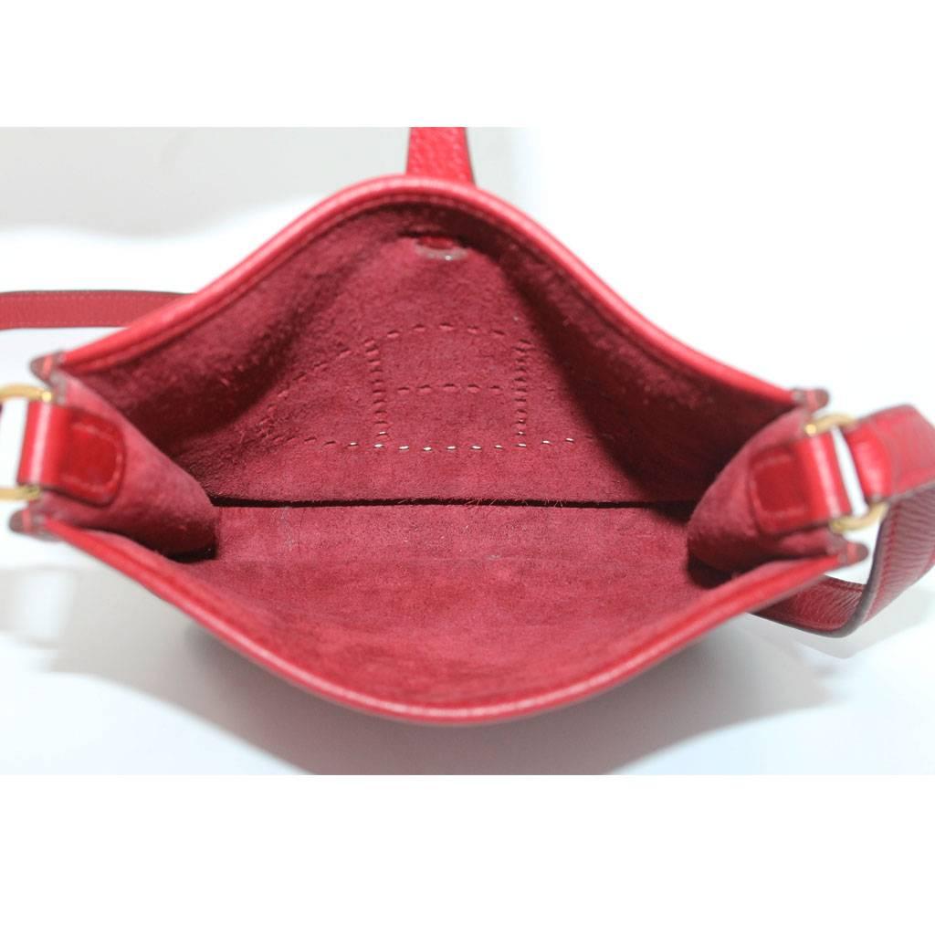 Authentic Hermes Evelyne Red Clemence TPM Handbag in Box 2003 1