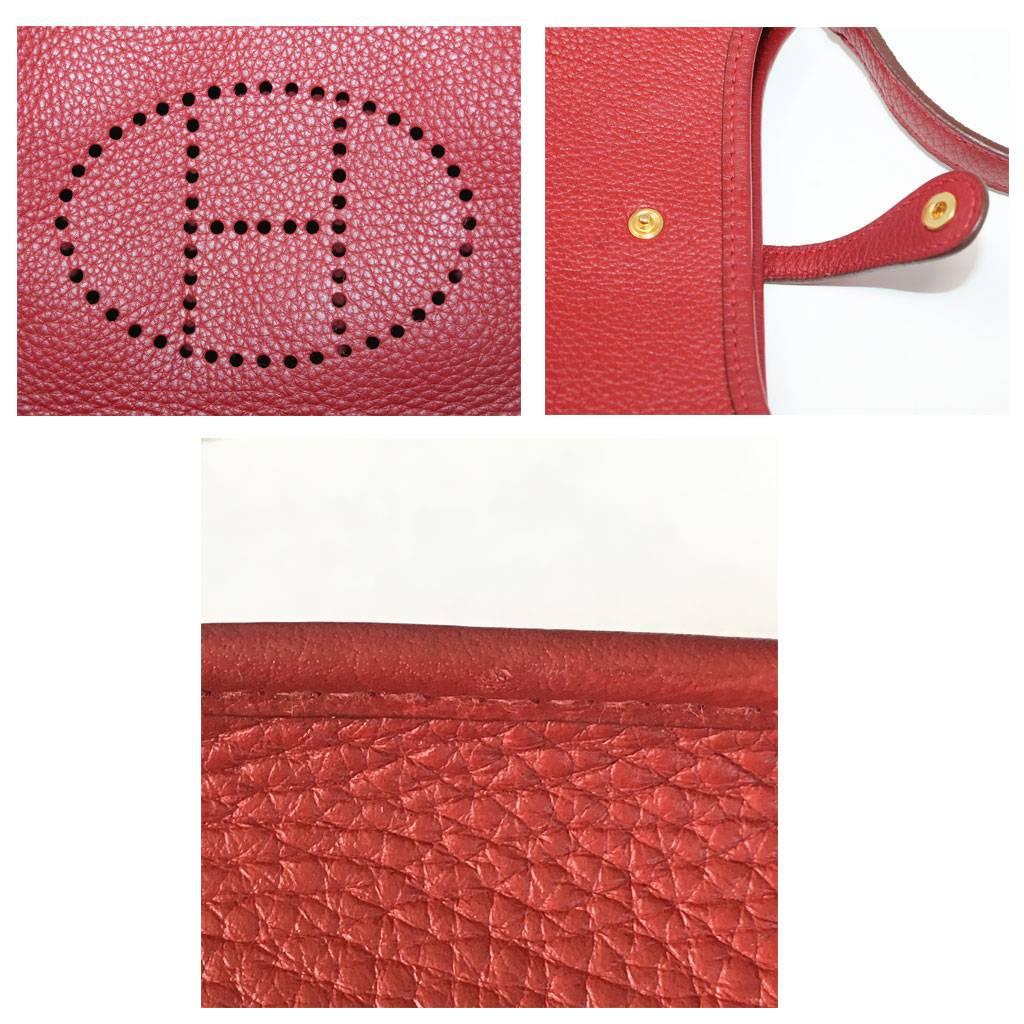 Women's Authentic Hermes Evelyne Red Clemence TPM Handbag in Box 2003