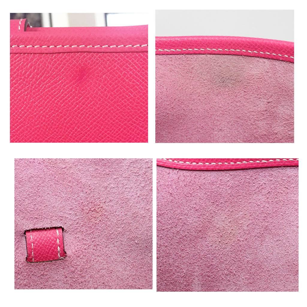 Hermes Evelyne III PM Rose Tyrien Epsom Leather Handbag in Dust Bag 2014 In Excellent Condition In Boca Raton, FL