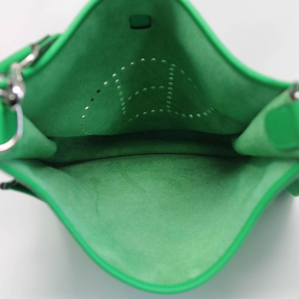 Women's Hermes Evelyne III PM Bamboo Green Clemence Leather Handbag in Dust Bag 2014