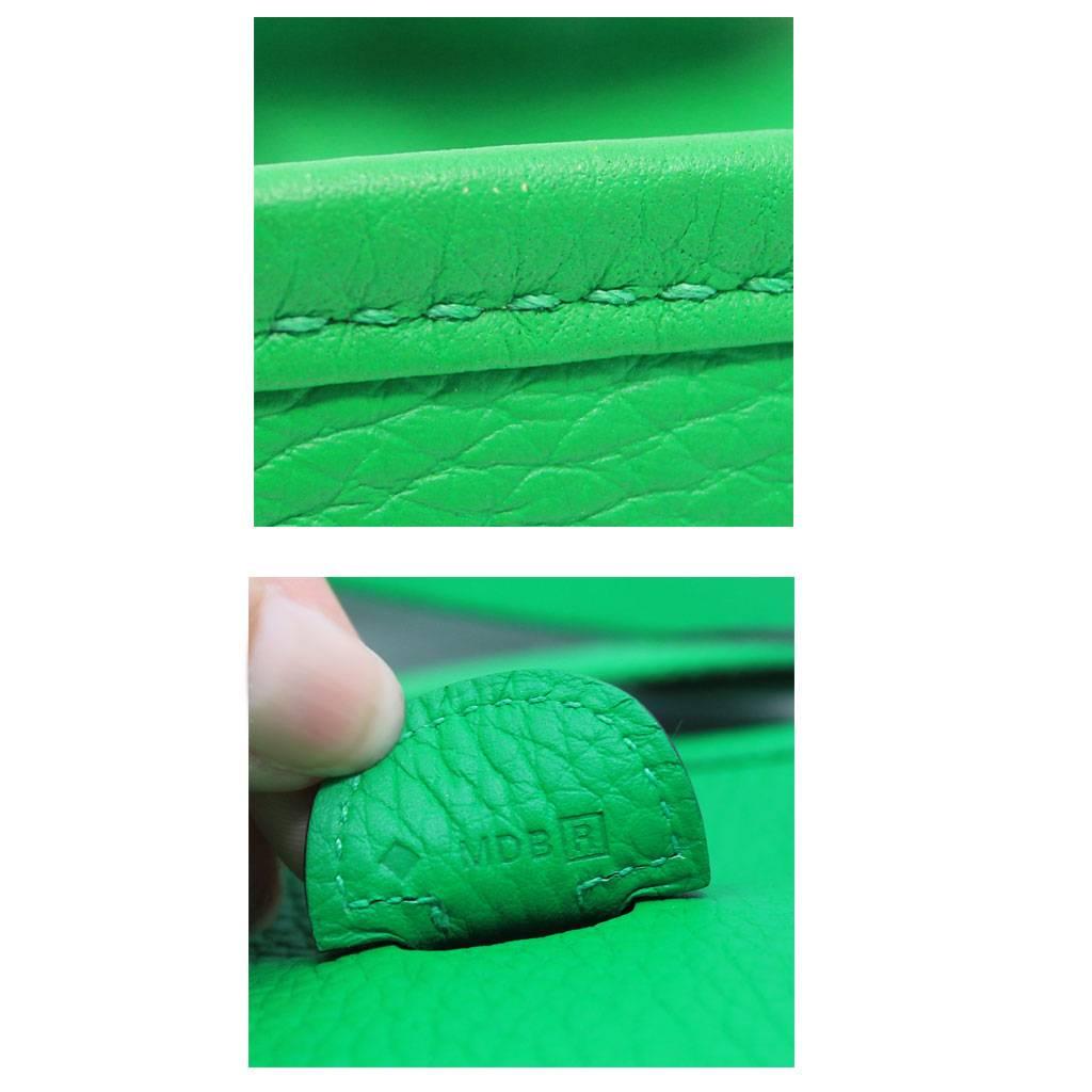 Hermes Evelyne III PM Bamboo Green Clemence Leather Handbag in Dust Bag 2014 2